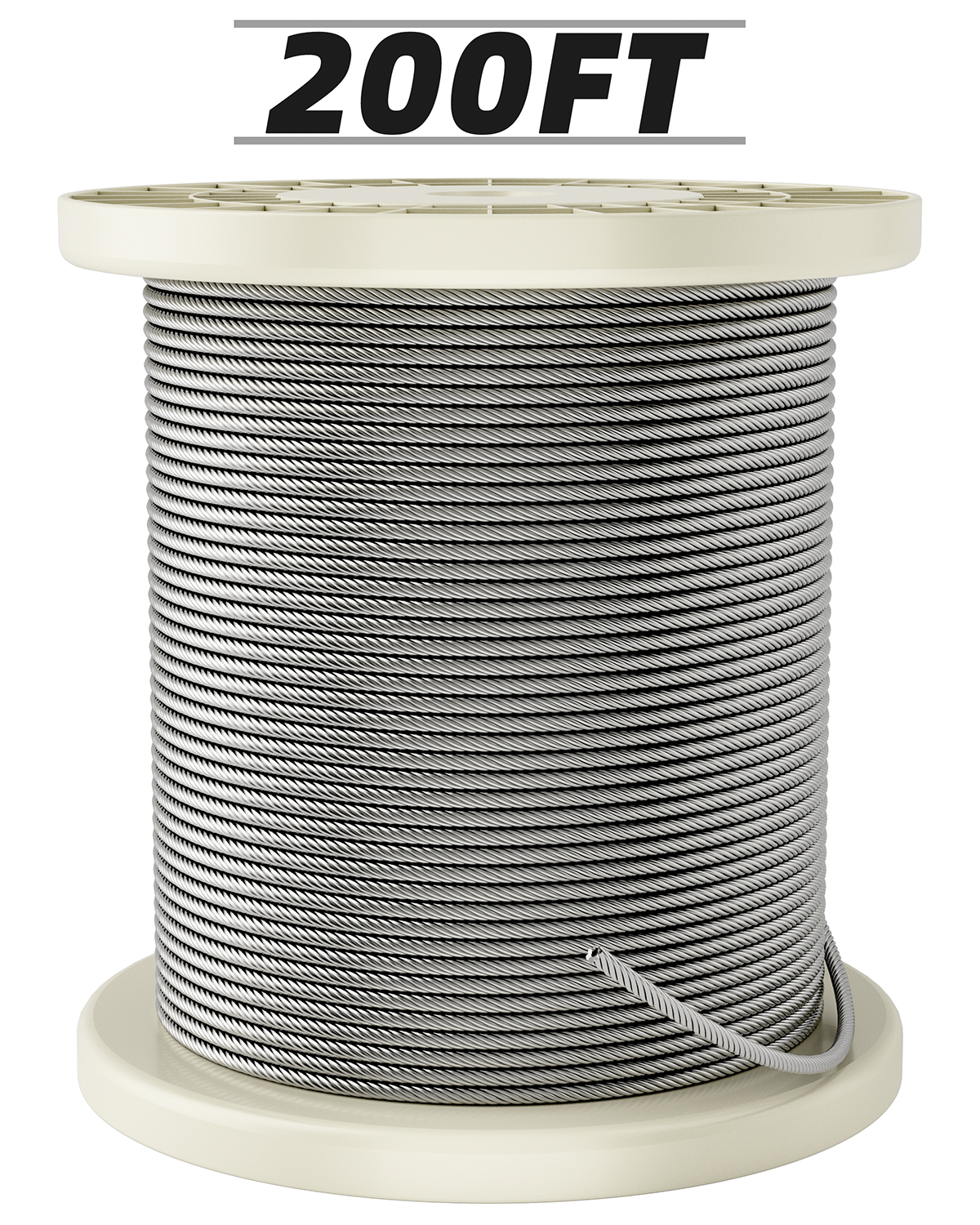 Fil-fresh 200FT 1/8 Stainless Steel Braided Cable, T316 Aircraft Cable for Deck Railing, 7 x 7 Strands Construction
